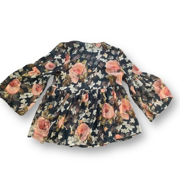 Show Me Your Mumu Poet Tie Top Hunter Green Floral Blouse Women's Size Med Boho - Picture 3 of 12